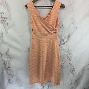 Patagonia Dress Womens XS Peach White Striped Tank Organic V Porch Song Mini